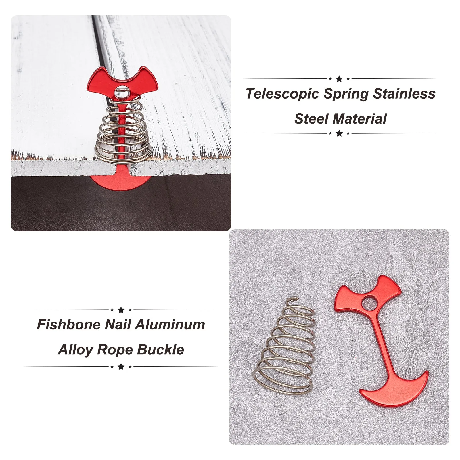 10Pcs Aluminum Alloy Tent Peg, with Spring, Camping Accessories, Red, 67x36x4mm, Hole: 7mm