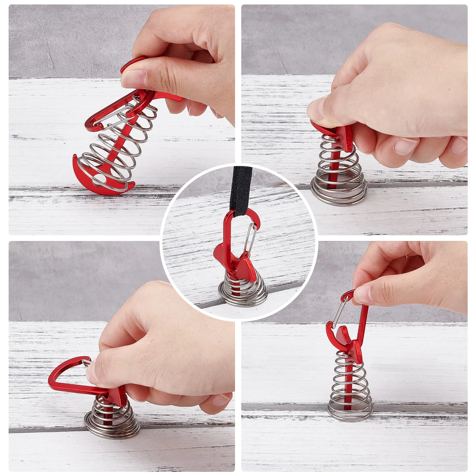 10Pcs Aluminum Alloy Tent Peg, with Spring, Camping Accessories, Red, 67x36x4mm, Hole: 7mm