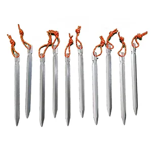Aluminum Tent Stakes with Rope End - (10pcs)