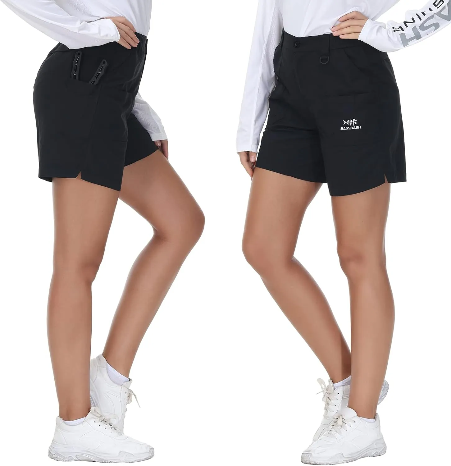 BASSDASH Womens 7 Fishing Shorts UPF 50  Water Resistant Quick Dry Lightweight Hiking Cargo Shorts with Pockets FP03W
