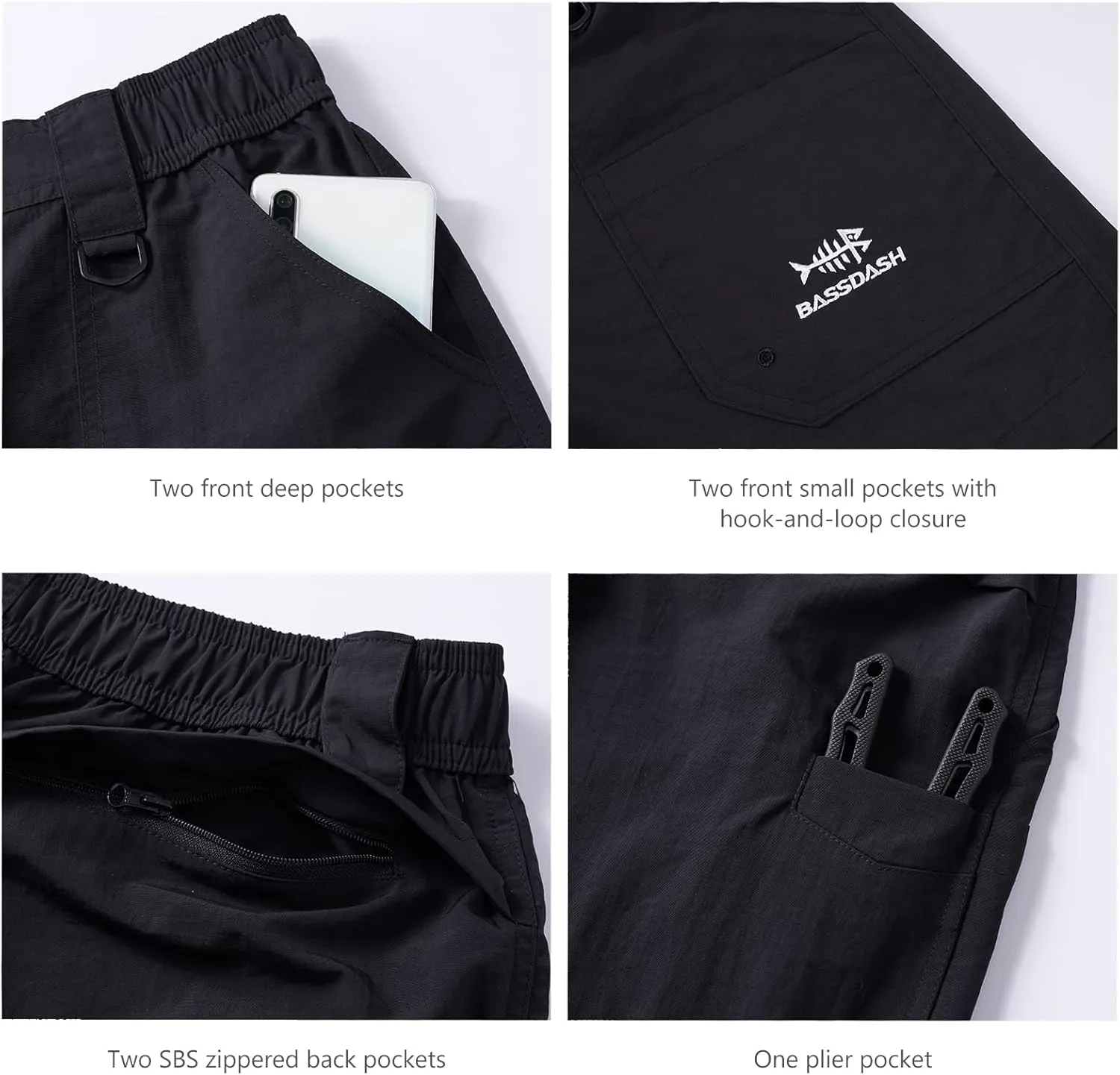 BASSDASH Womens 7 Fishing Shorts UPF 50  Water Resistant Quick Dry Lightweight Hiking Cargo Shorts with Pockets FP03W