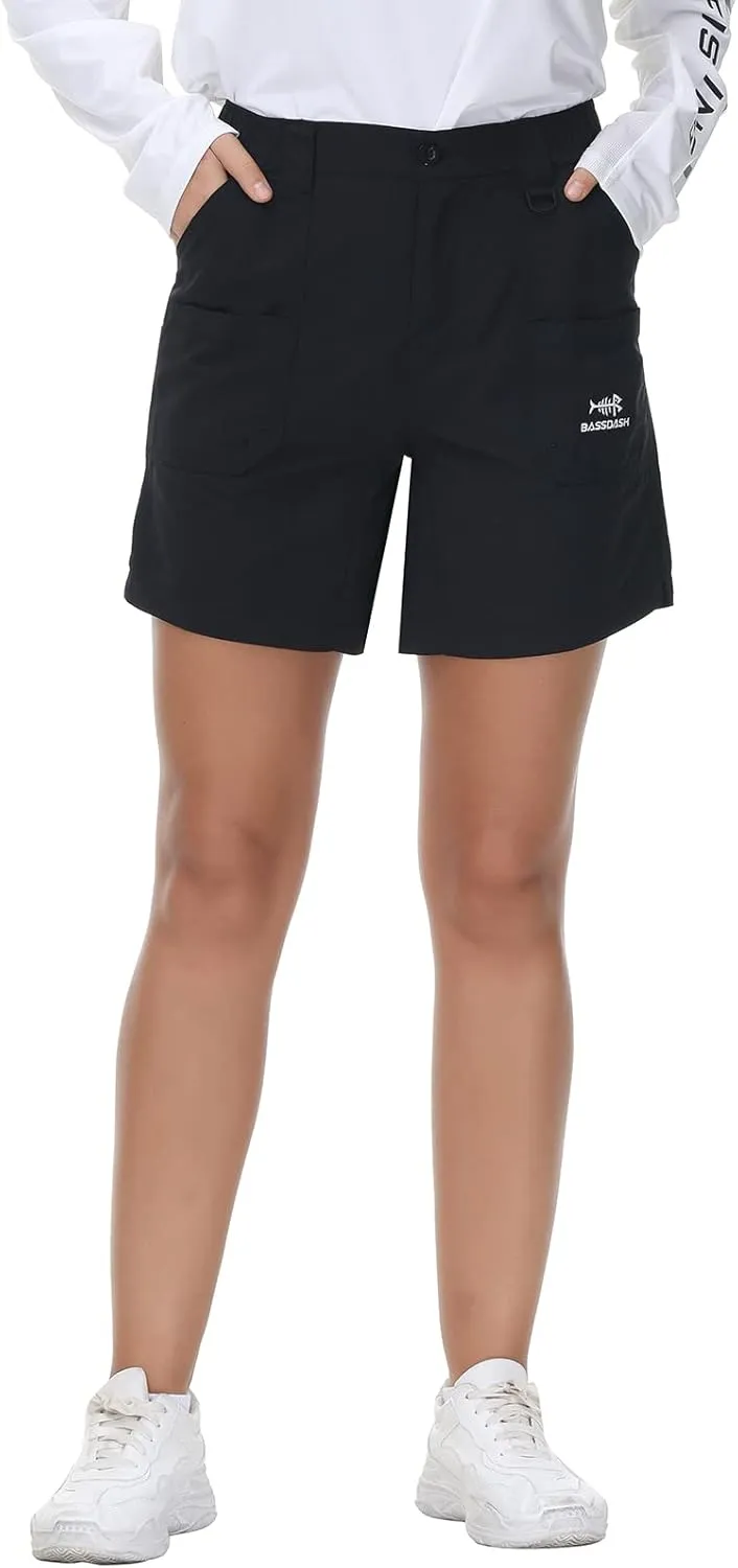 BASSDASH Womens 7 Fishing Shorts UPF 50  Water Resistant Quick Dry Lightweight Hiking Cargo Shorts with Pockets FP03W