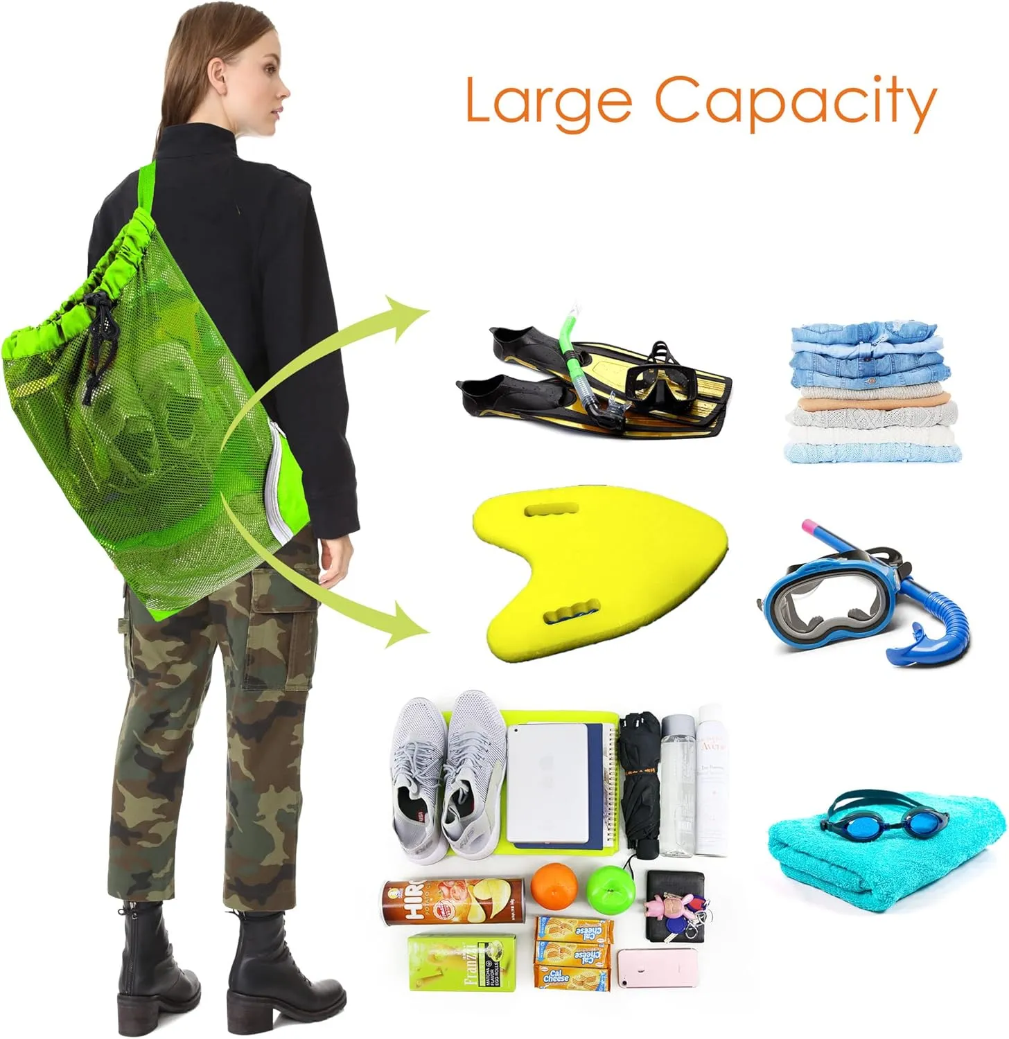 BeeGreen Drawstring Backpack for Men Women Athletic Gym Sports Workout Beach Swim