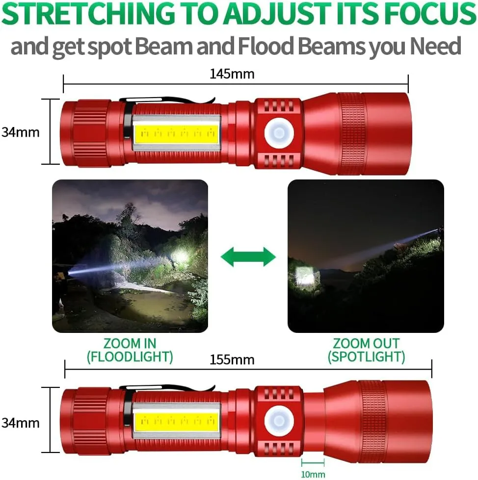 Black Light Flashlight, 3 in-1 Rechargeable Flashlights, UV Light Magnetic LED Flashlight High Lumens, 7 Mode Camping Waterproof Flashlight for Pet Urine Detection (1pack Red)