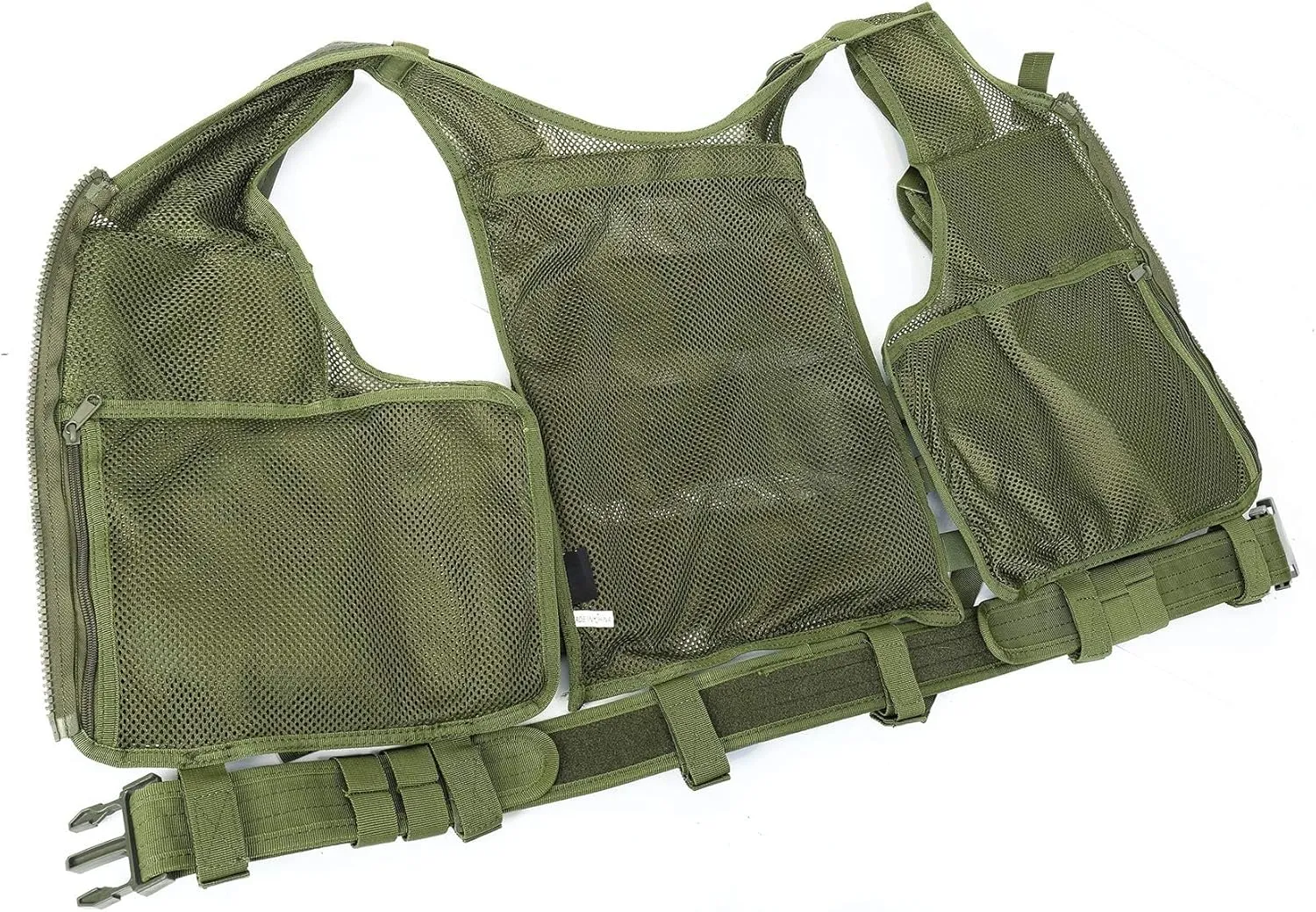 BOMTURN Tactical Vest Outdoor Ultra-Light Breathable Durable Mesh Airsoft Vest Adjustable Detachable Belt & Holster