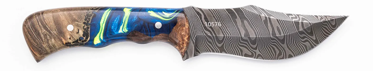 Carved Damascus Hunting Knife #10576