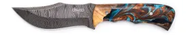 Carved Damascus Hunting Knife #10582