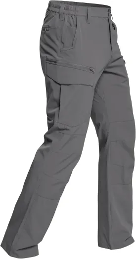 CARWORNIC Men's Quick Dry Tactical Hiking Pants Flex Water Resistant Lightweight Outdoor Fishing Cargo Work Pants 9 Pockets