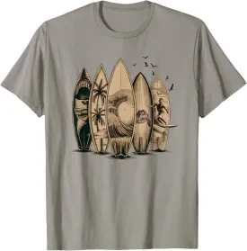 Cool Surfing Tropical Surfboards Vintage Surfboarder Surfer T-Shirt
