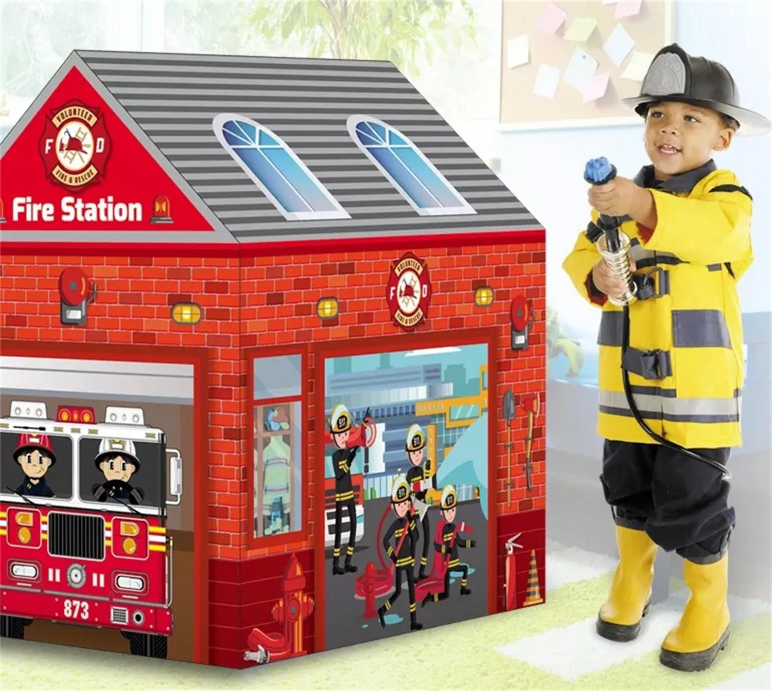 Firemen Kids Play Tent/Tent for Kids Indoor Outdoor Children Play Tent