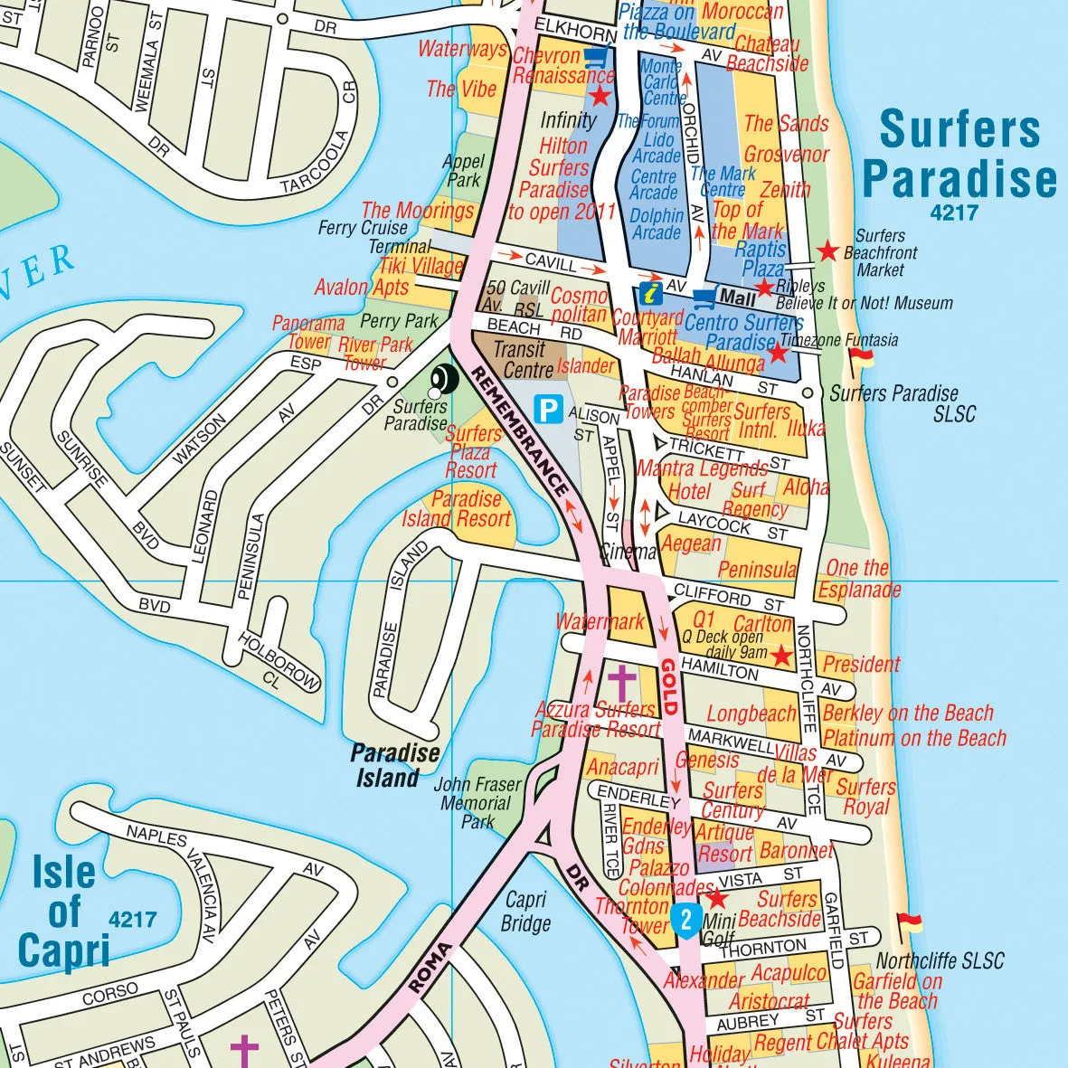 Gold Coast and Region Hema 700 x 1000mm Laminated Wall Map