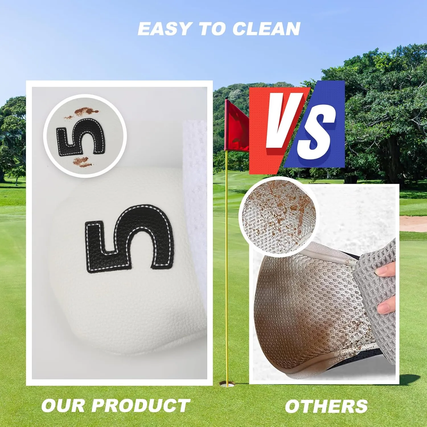 Golf Club Covers,4pcs or 1pc Golf Head Covers for Woods and Driver Fairway Hybrids Women Men