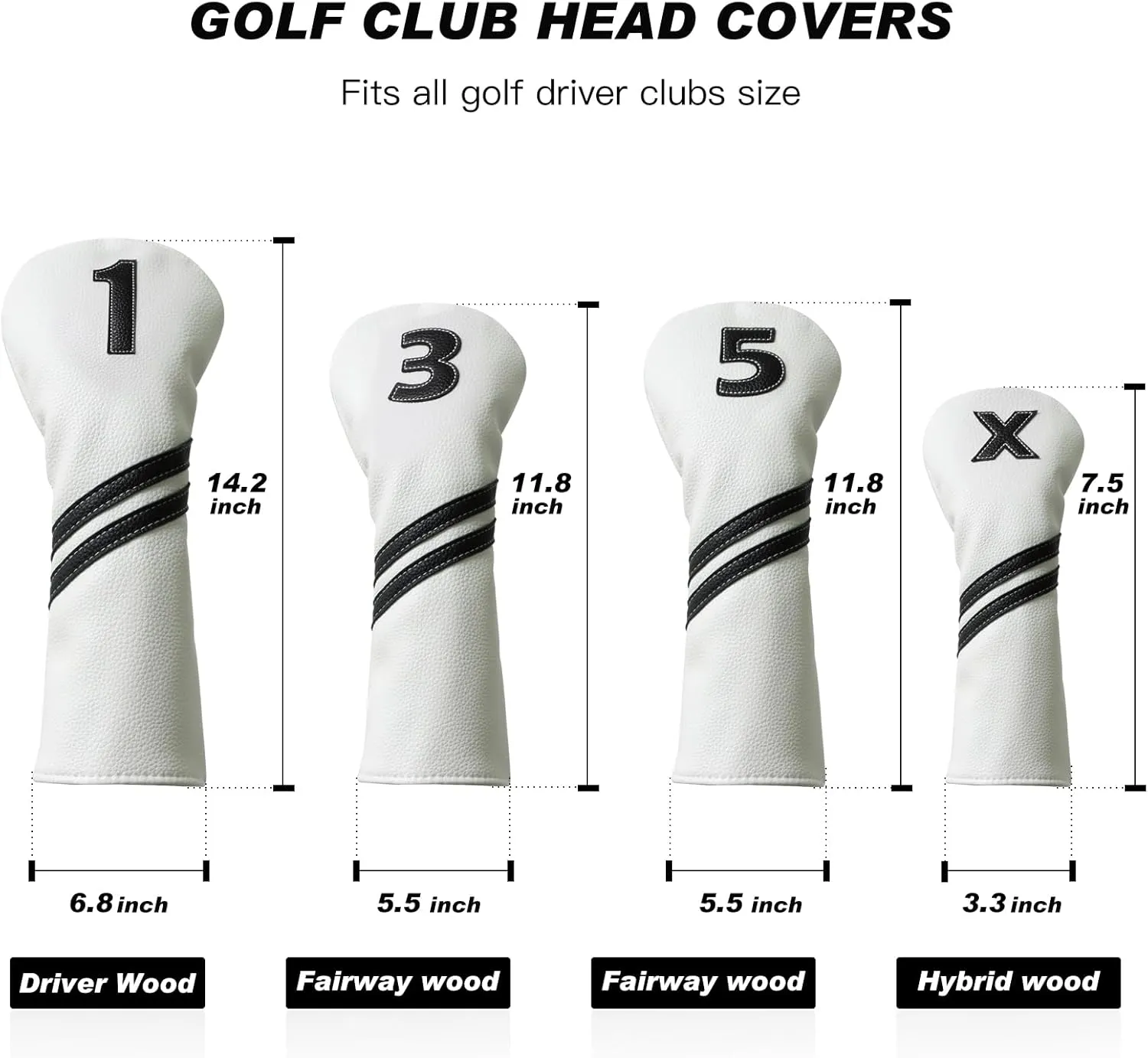 Golf Club Covers,4pcs or 1pc Golf Head Covers for Woods and Driver Fairway Hybrids Women Men