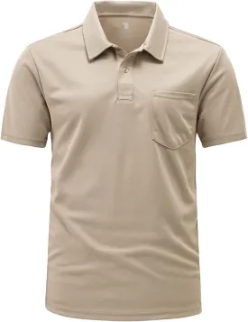 Gopune Men's Polo Shirts Short Sleeve Dry Fit Sports Outdoor Golf Shirts with Pocket