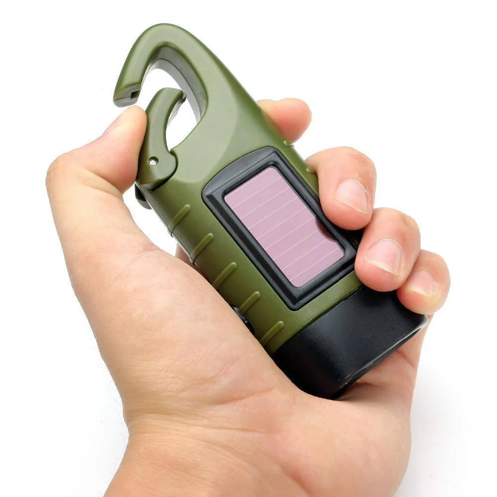 Hand Crank Solar LED Flashlight - Emergency Rechargeable Dynamo Torch