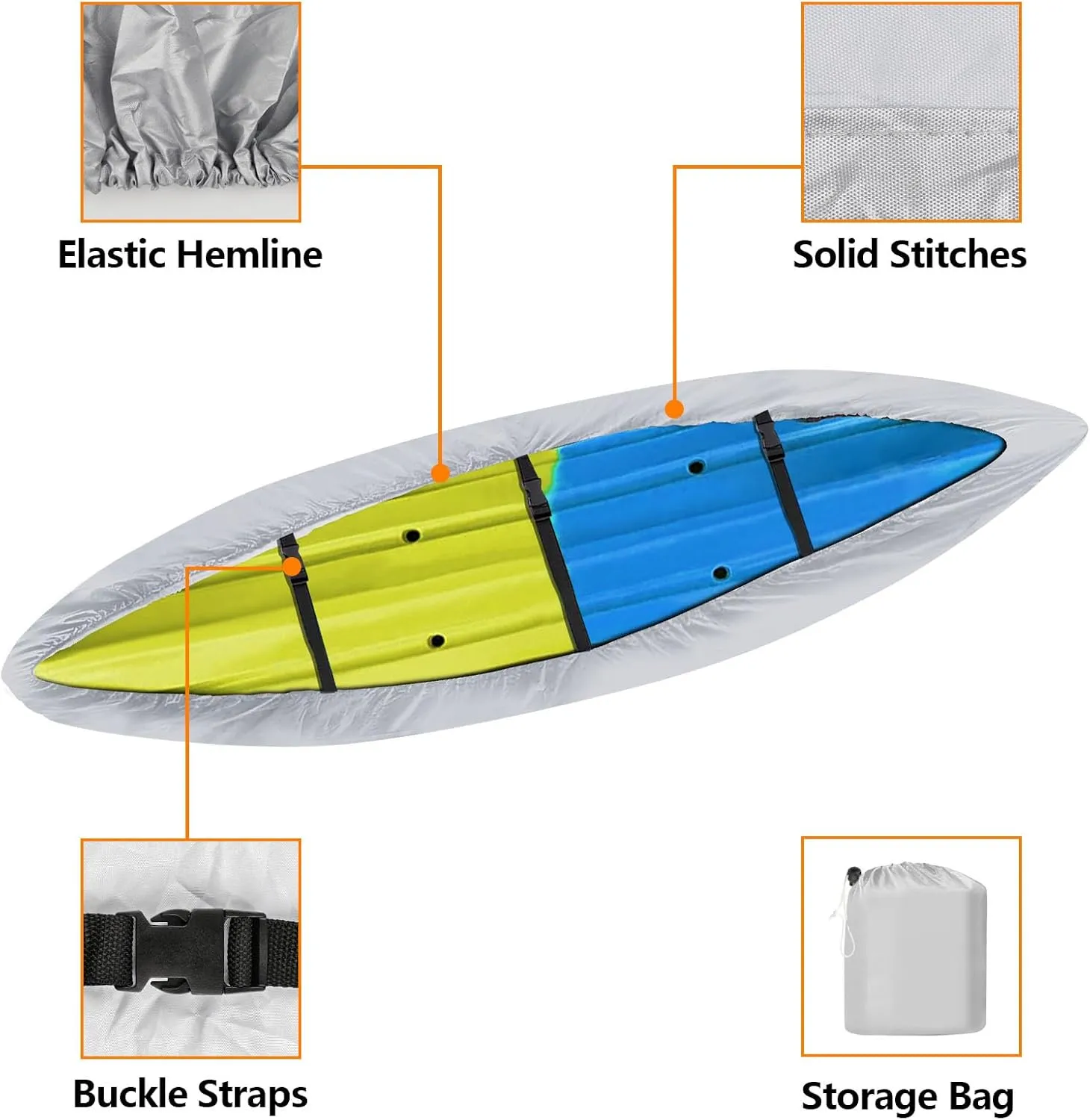 i Cover Kayak, Outdoor Storage Heavy Duty Waterproof, UV Resistant Boats Covers Fits 15.3-16.5ft Kayaks, Canoes, SUP, Paddle Board, and Fishing Boat