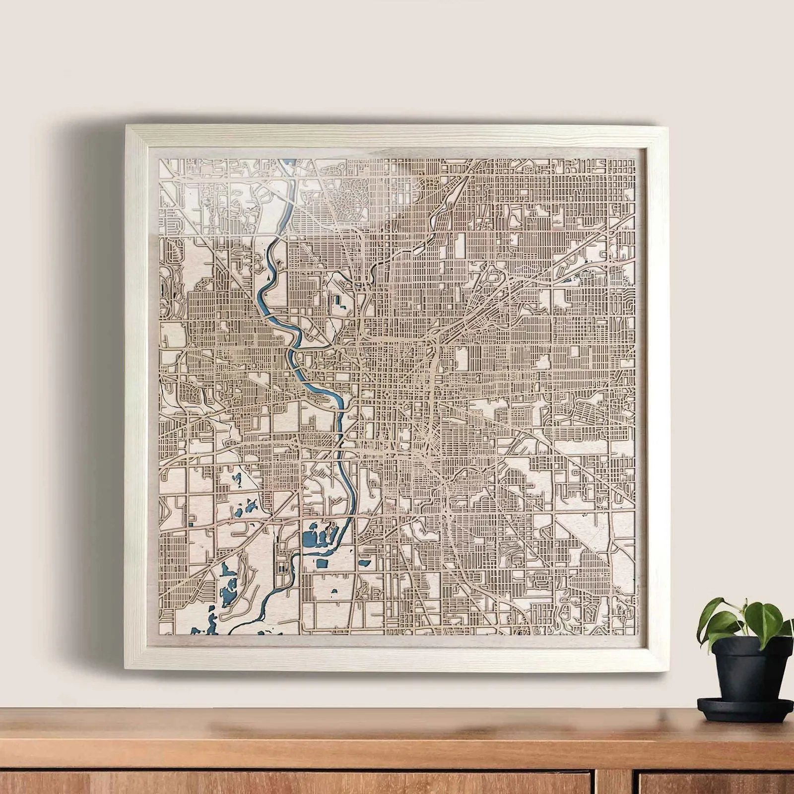 Indianapolis Wooden Map