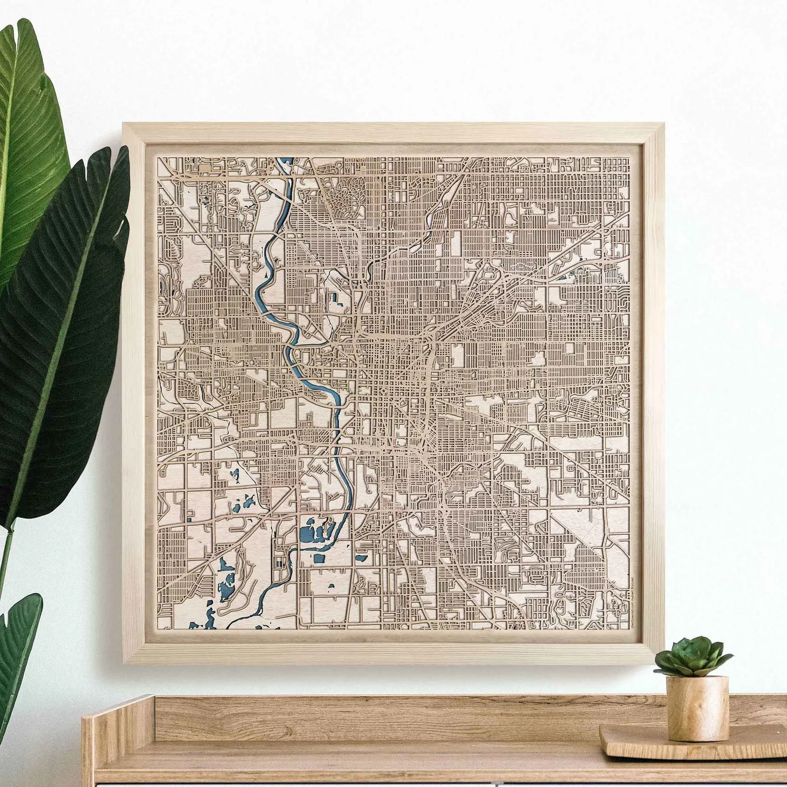 Indianapolis Wooden Map