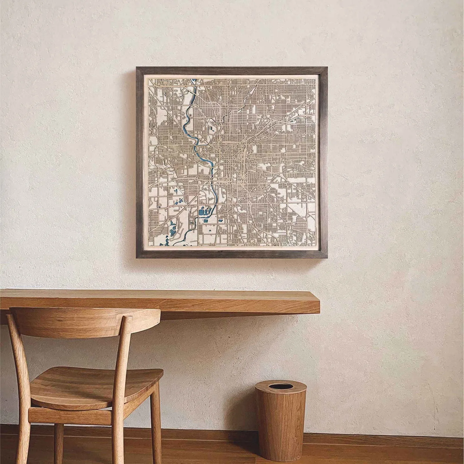 Indianapolis Wooden Map