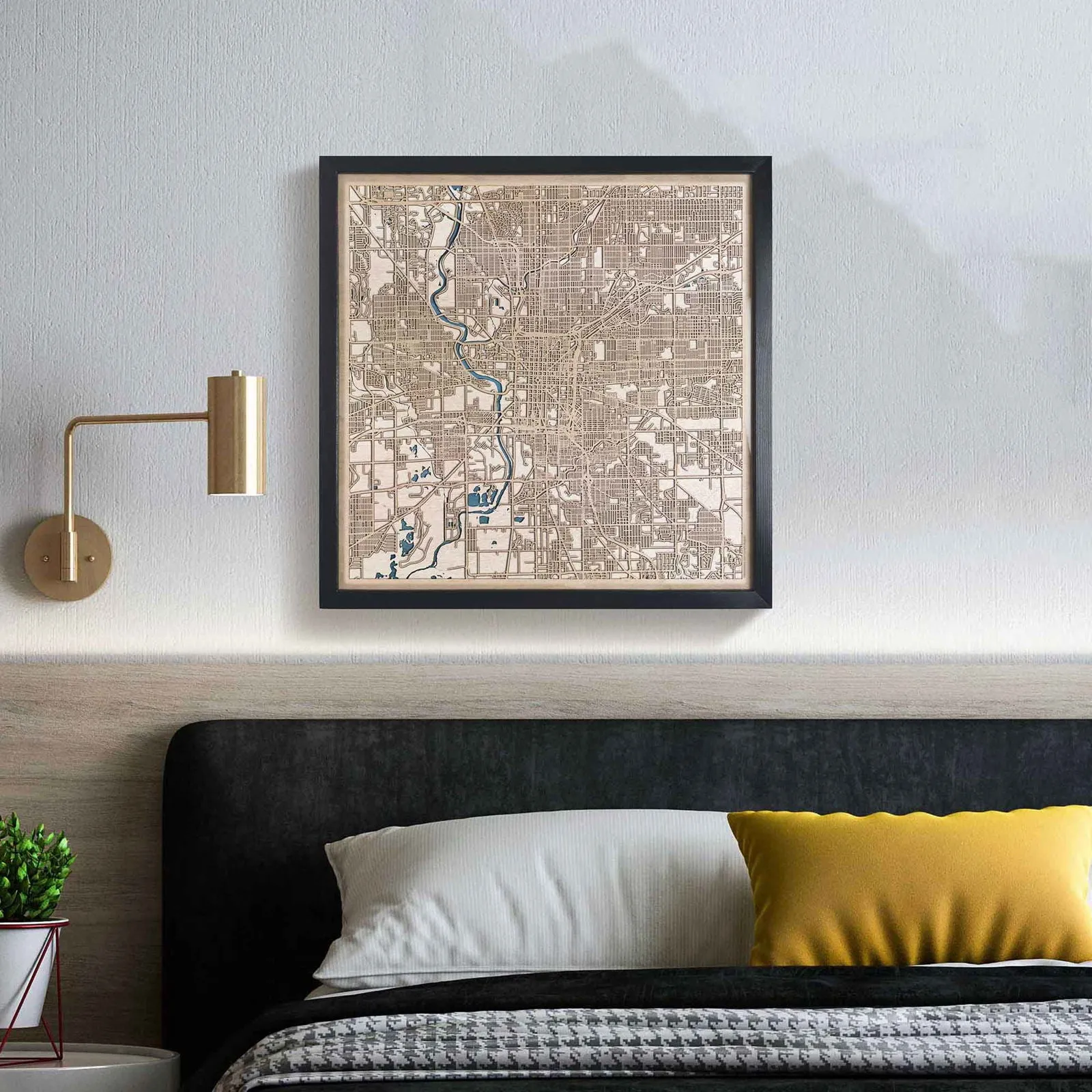 Indianapolis Wooden Map