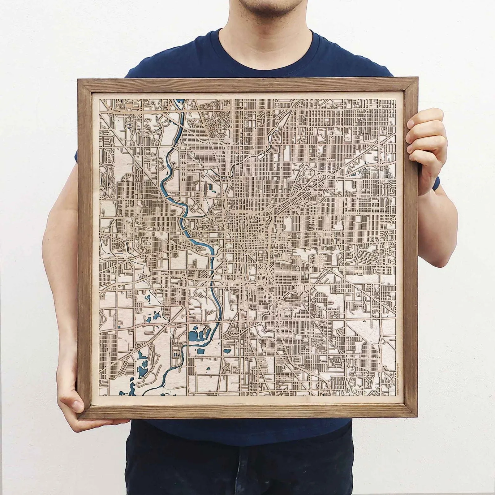 Indianapolis Wooden Map