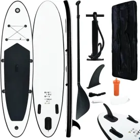 Inflatable Stand Up Paddle Board Set for Thrilling Water Adventures, Durable, Lightweight, and Easy to Inflate, Black and White