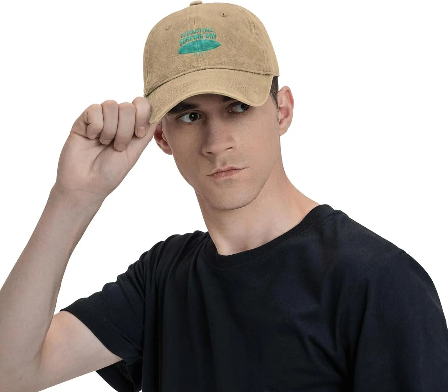 International Surfing Day Fonts and Surfboards Baseball Cap for Men Women Hats Adjustable Denim Hat Dad Hat