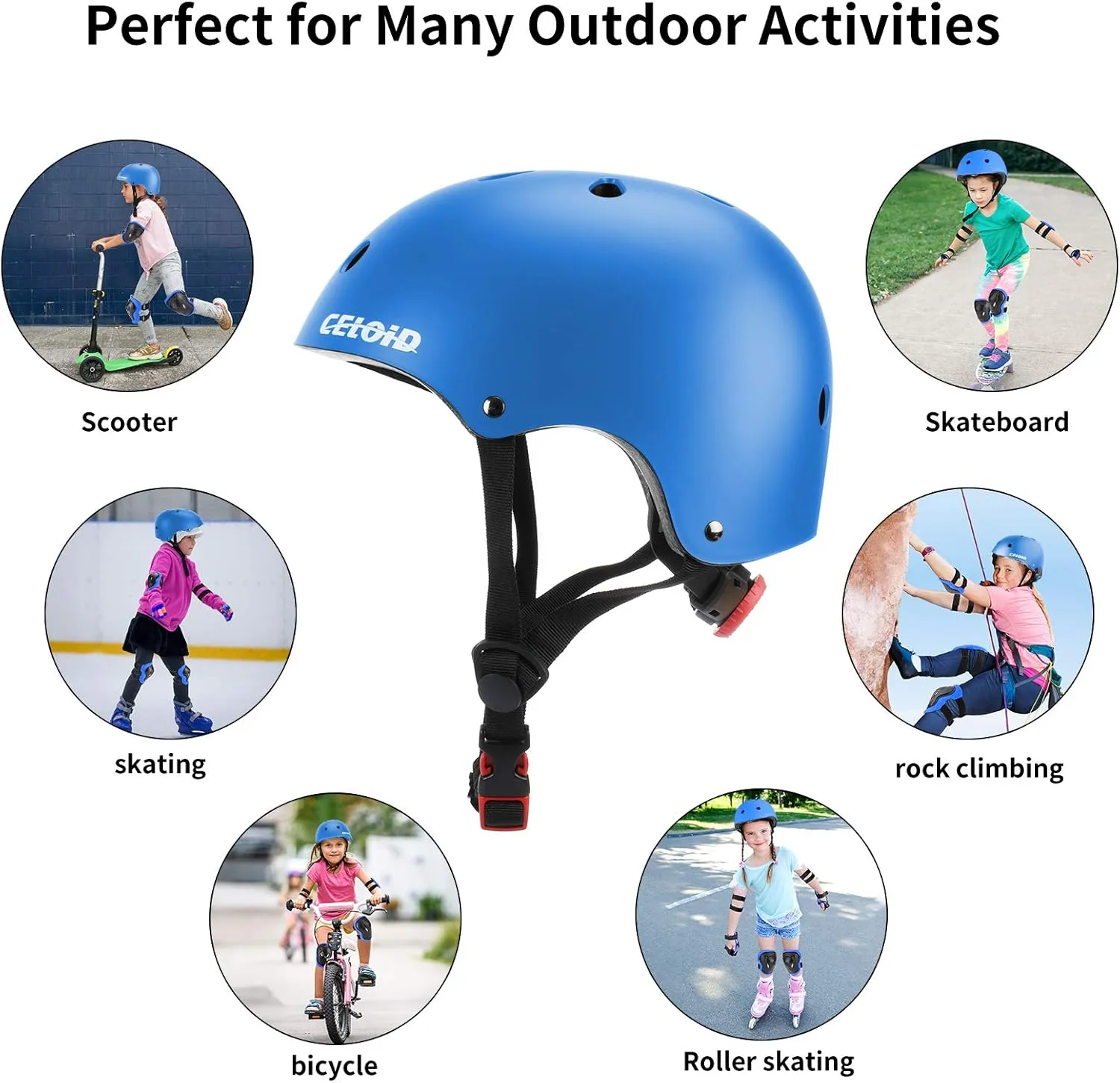 Kids Bike Helmet,Toddler Skateboard Helmets for Ages 2-3-5-8-14 Years Boys GirlsAdjustable Multi-Sport Bicycle Skateboarding Football Roller Skating Scooter Rollerblade Balance Bike Helmet