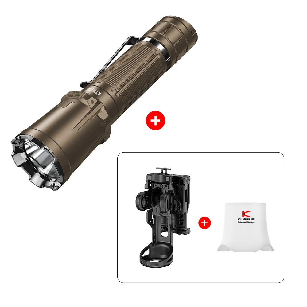 KLARUS XT11GT PRO-V2 Rapid Reaction Extreme Output Dual-switch 3300 Lumens Rechargeable Tactical Flashlight