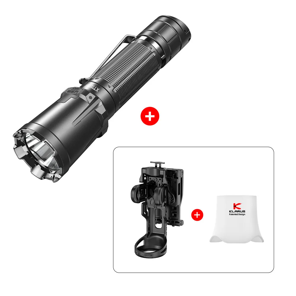 KLARUS XT11GT PRO-V2 Rapid Reaction Extreme Output Dual-switch 3300 Lumens Rechargeable Tactical Flashlight