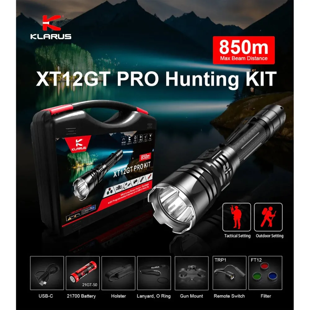 KLARUS XT12GT Pro Tactical Flashlight Hunting KIT