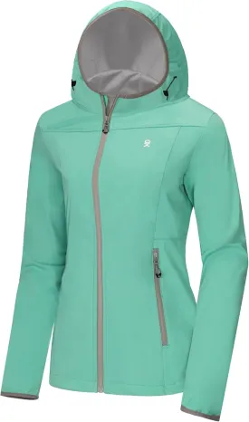 Little Donkey Andy Women's Lightweight Hooded Softshell Jacket for Running Travel Hiking, Windproof, Water Repellent
