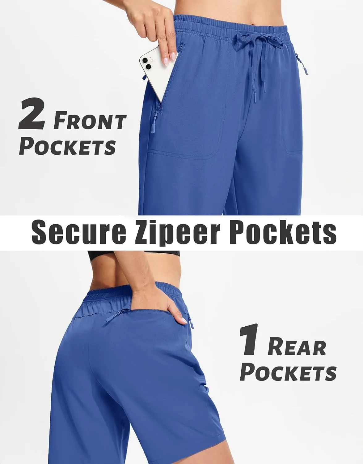 MAGCOMSEN Women's Hiking Shorts Lightweight Quick Dry 8" Golf Shorts Water Resistant with 3 Zipper Pockets