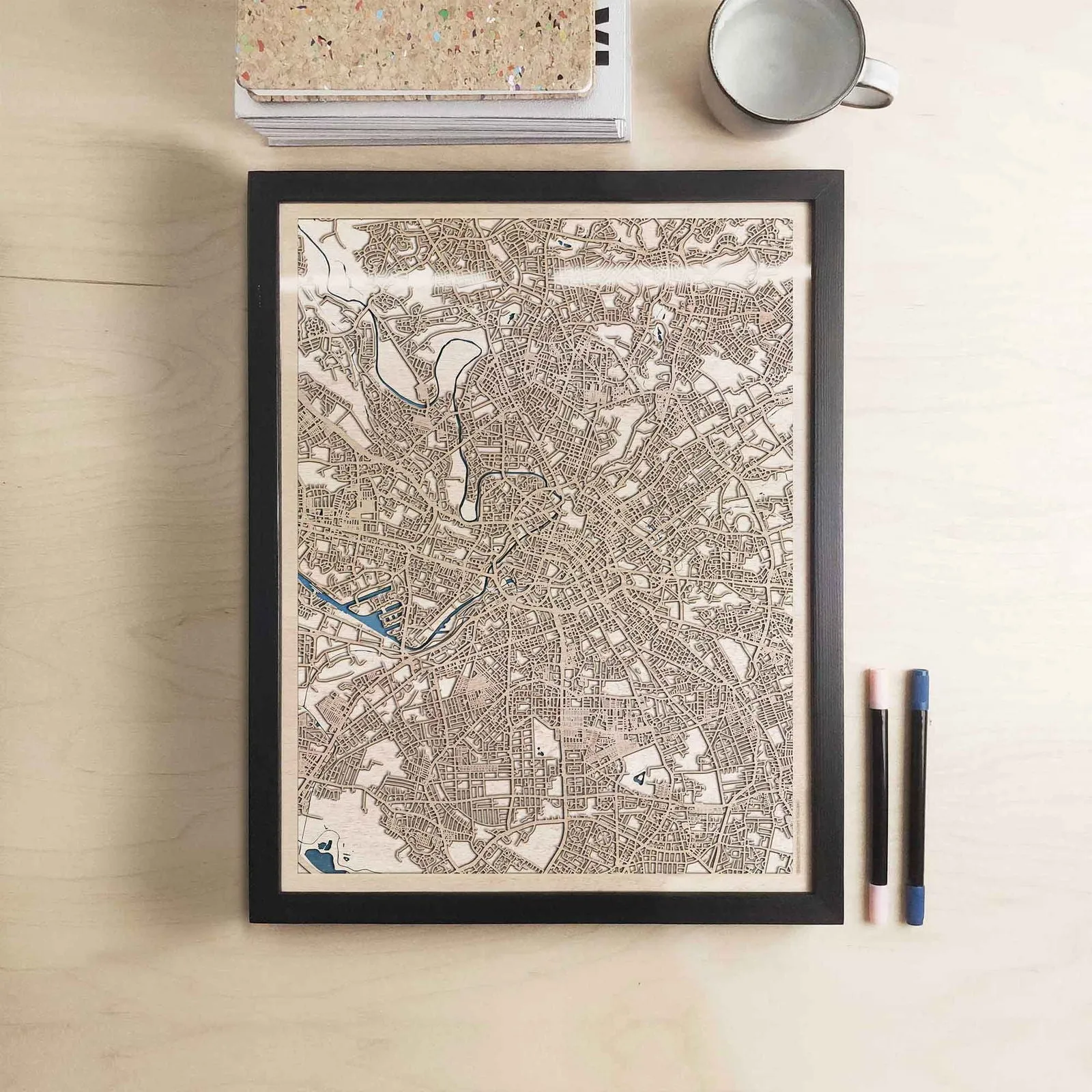 Manchester Wooden Map