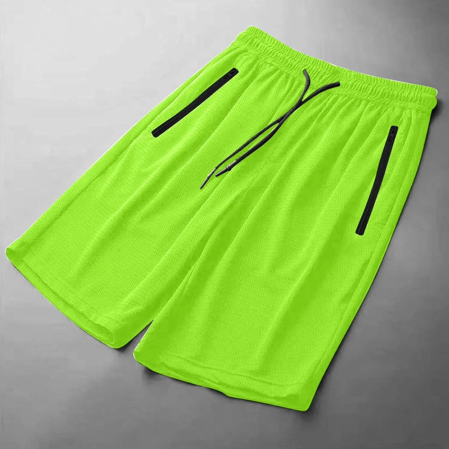 Mens Gym Shorts Mesh Breathable Quick-Dry Basketball Shorts Lightweight Running Sport Half Pants with Zipper Pockets