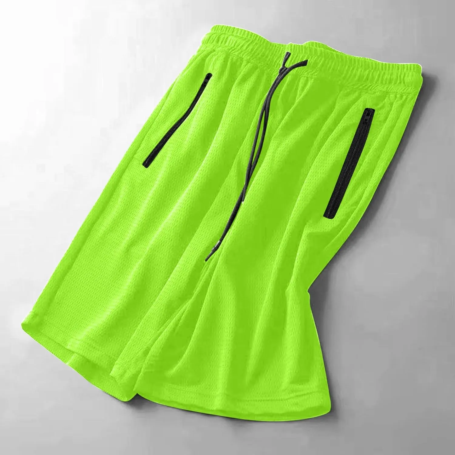 Mens Gym Shorts Mesh Breathable Quick-Dry Basketball Shorts Lightweight Running Sport Half Pants with Zipper Pockets