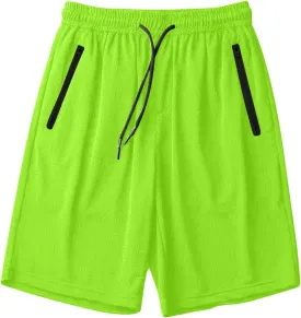 Mens Gym Shorts Mesh Breathable Quick-Dry Basketball Shorts Lightweight Running Sport Half Pants with Zipper Pockets