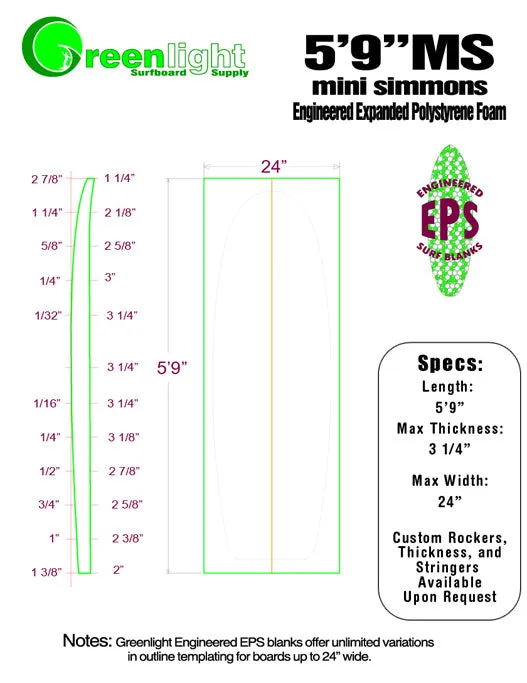 [MS SERIES] EPS Foam Surfboard Blanks : Mini Simmons Shapes
