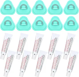 Newwiee 10 D Ring PVC Patch for Inflatable Boat With10 Liquid Waterproof Repair Patch Cement Inflatable Repair Set for Inflatable Boat Dinghy Sup Kayak Surfboard Rafting Canoe