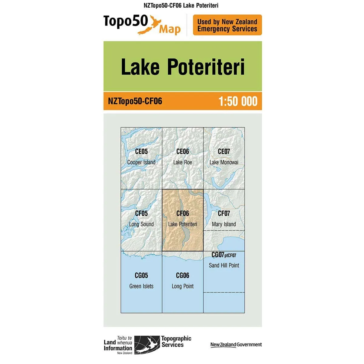 NZ Topo 50 Map CF06 Lake Poteriteri
