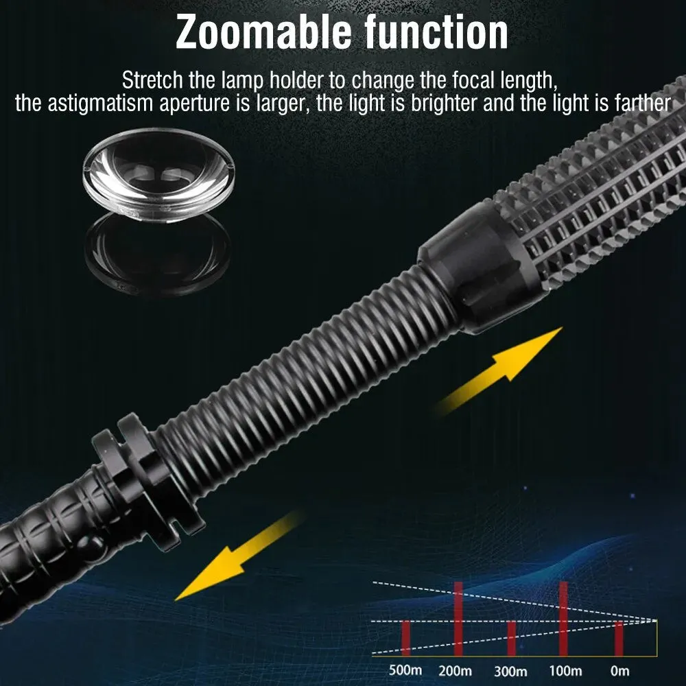 Self Defense LED Flashlight Rechargeable Telescopic*