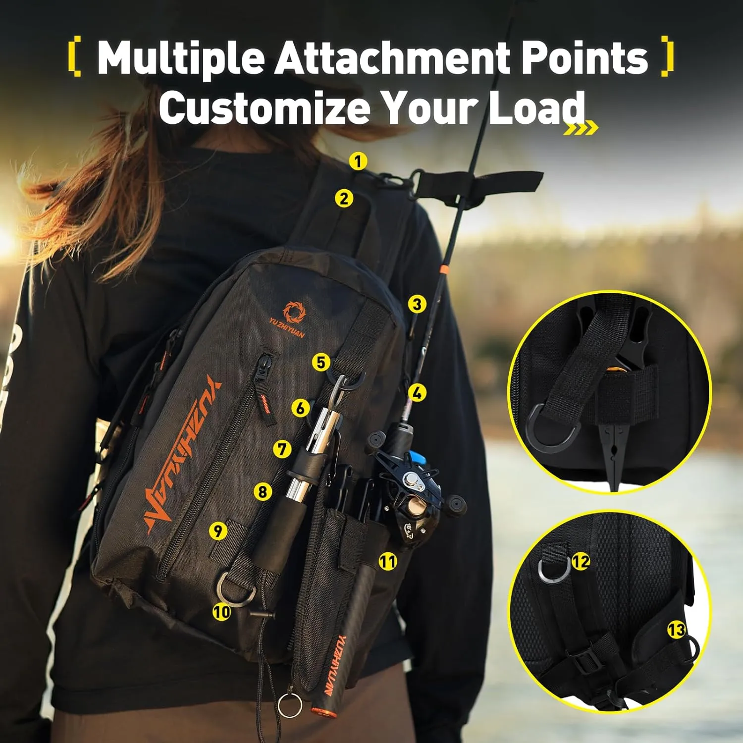 Small Fishing Bag with Rod Strap, Portable & Lightweight, Fish Small Tackle bag  Fits Tackle Boxes & Gear,Move Freely, Cast Smoothly - Fishing Gifts for Men