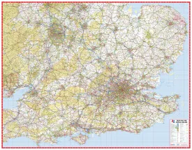 South East & Central England A-Z 1157 x 907mm Wall Map