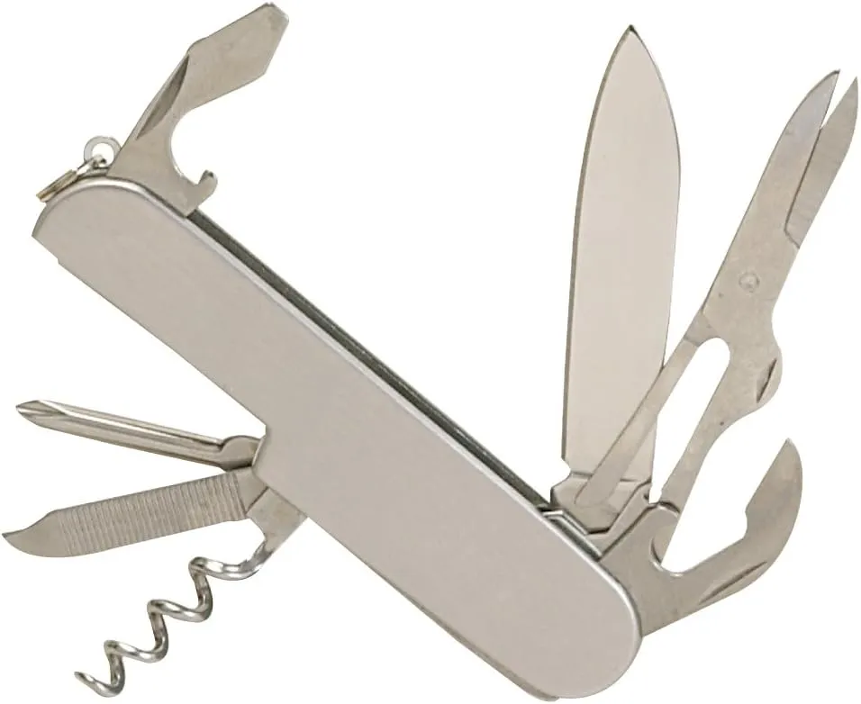 Thirsty Rhino Util, Stainless Steel Utility Pocket Knife, 7-in-1 Multi-Function Multi-Tool, Silver (Set of 2)