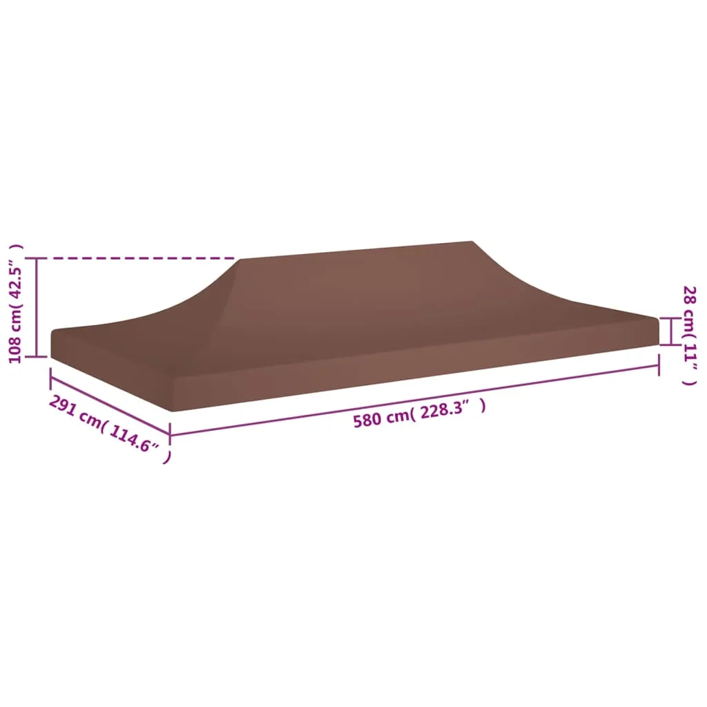 vidaXL Party Tent Roof 6x3 m Brown 270 g/m²