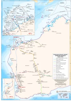 Western Australia Petroleum Pipeline Licences 700 x 1000mm Wall Map